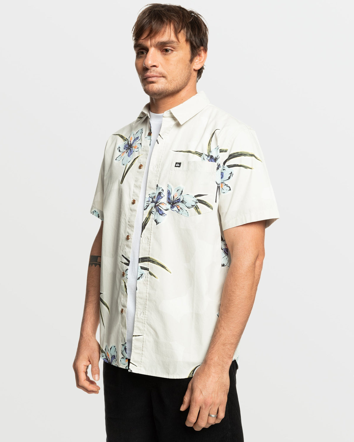 Apero Organic Classics Short Sleeve Shirt - Silver Birch Print | Quick SilverClassic