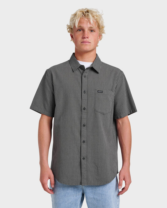Oxford Stripe Classic Short Sleeve Shirt - Phantom | Quick SilverValue