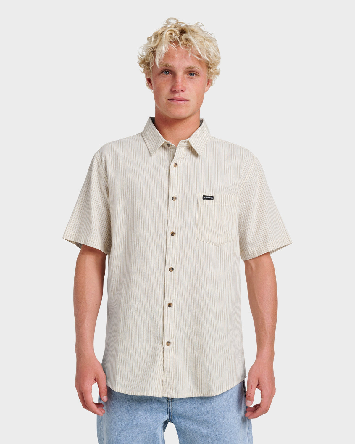 Oxford Stripe Classic Short Sleeve Shirt - Moonstruck | Quick SilverEssential