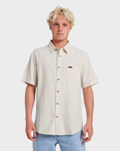 Oxford Stripe Classic Short Sleeve Shirt - Moonstruck | Quick SilverEssential