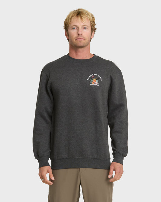 California Vibes Crew Fleece Sweatshirt - Charcoal Grey | Quick SilverClassic