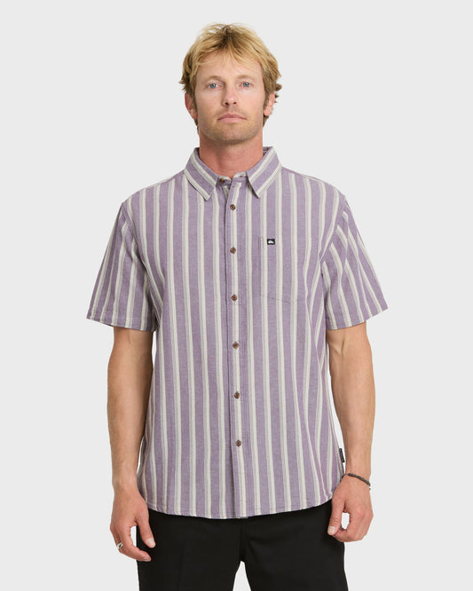 Oxford Stripe Classic Short Sleeve Shirt - Sunset Purple | Quick SilverFeatured