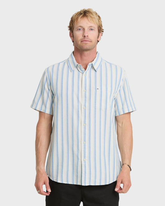 Oxford Stripe Classic Short Sleeve Shirt - Niagara | Quick SilverFeatured