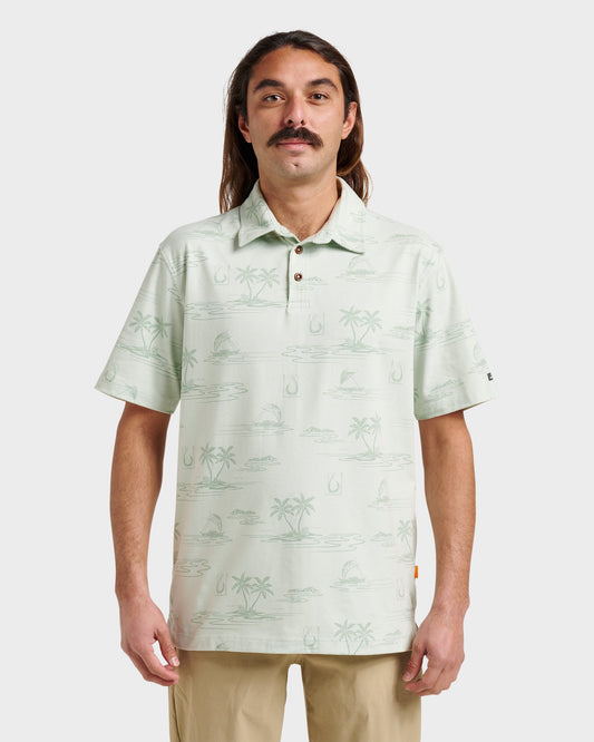 Waterman Island Daze Polo T-Shirt - Smoke Heahter | Quick SilverValue