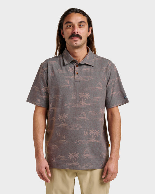 Waterman Island Daze Polo T-Shirt - Phantom Heather | Quick SilverSale