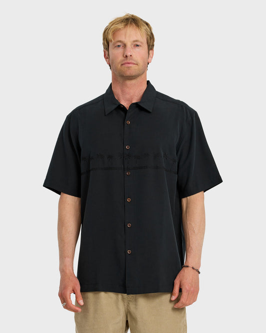Waterman Tahiti Palms Premium Anti-Wrinkle Shirt - Black | Quick SilverLatest