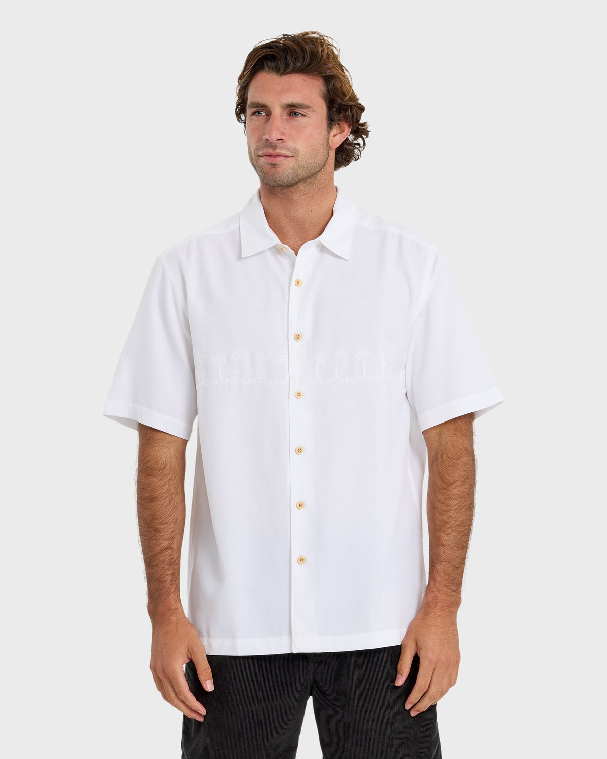 Waterman Tahiti Palms Premium Anti-Wrinkle Shirt - White | Quick SilverTop Pick