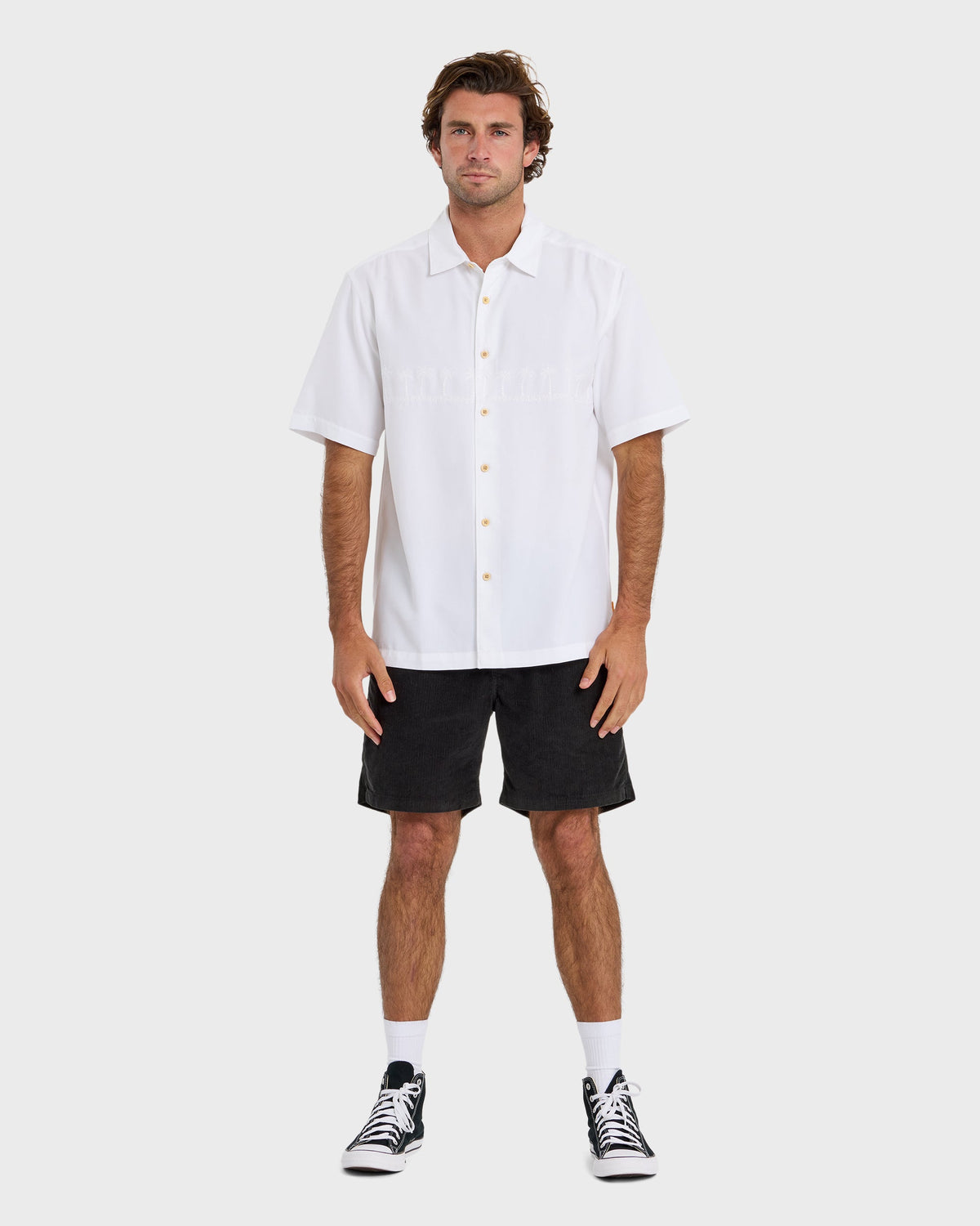 Waterman Tahiti Palms Premium Anti-Wrinkle Shirt - White | Quick SilverTop Pick