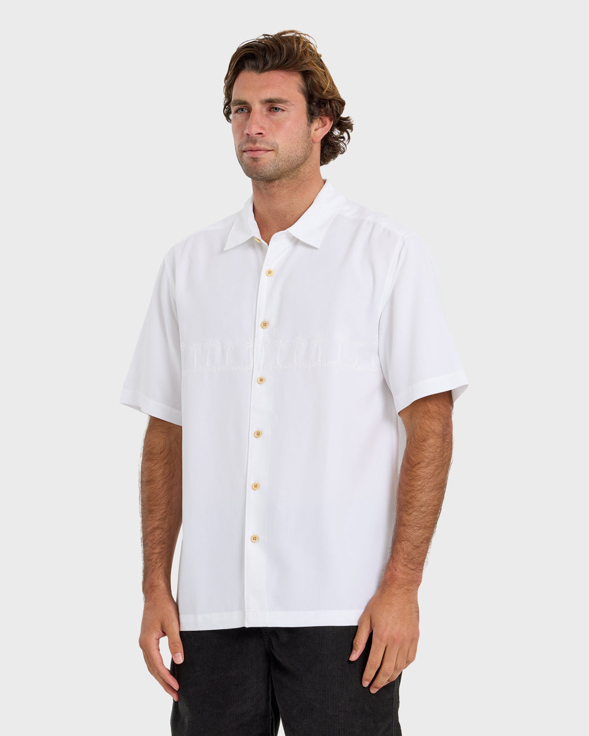Waterman Tahiti Palms Premium Anti-Wrinkle Shirt - White | Quick SilverTop Pick