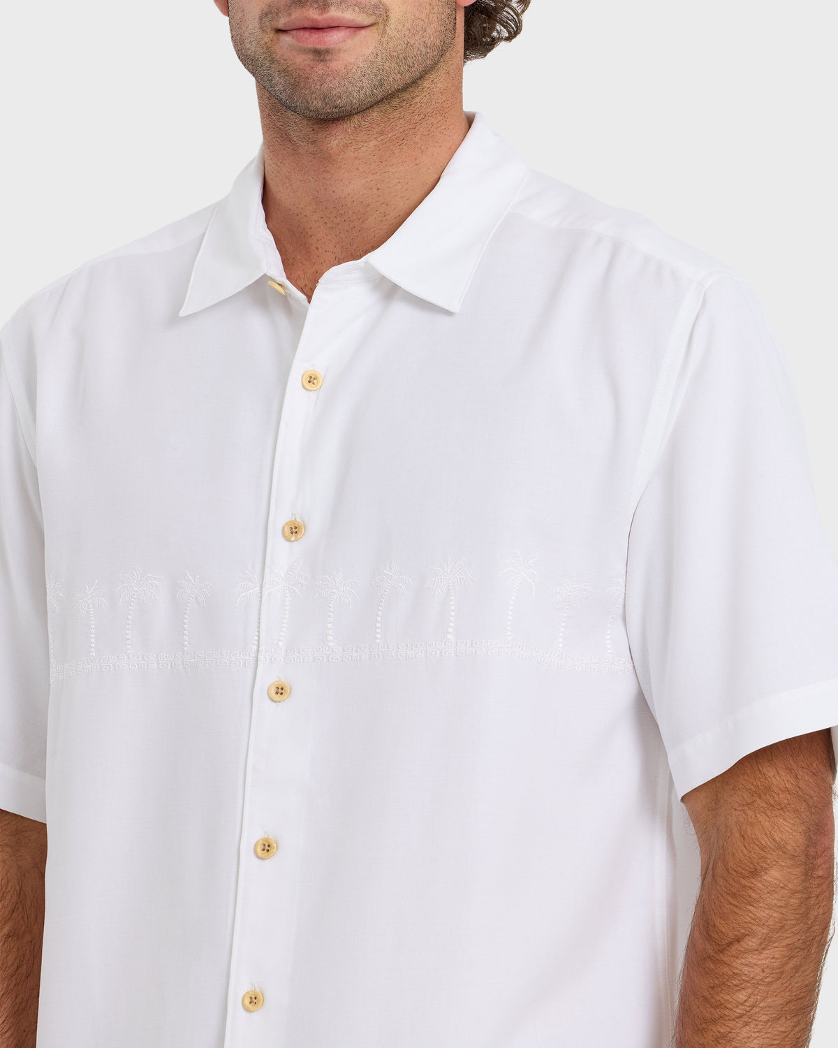 Waterman Tahiti Palms Premium Anti-Wrinkle Shirt - White | Quick SilverTop Pick