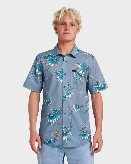 Costal Flora Classic Short Sleeve Shirt - Coronet Blue | Quick SilverTrusted