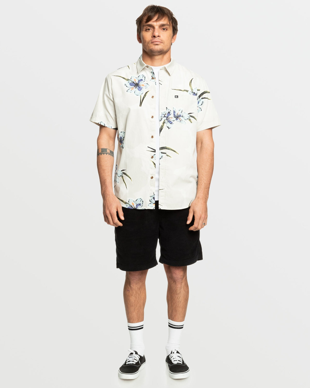 Apero Organic Classics Short Sleeve Shirt - Silver Birch Print | Quick SilverClassic