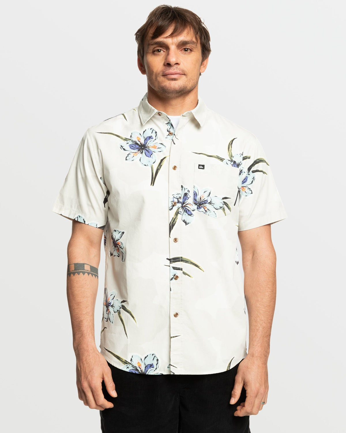 Apero Organic Classics Short Sleeve Shirt - Silver Birch Print | Quick SilverClassic