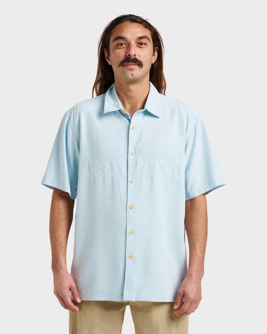 Waterman Tahiti Palms Premium Anti-Wrinkle Shirt - Sterling Blue | Quick SilverValue