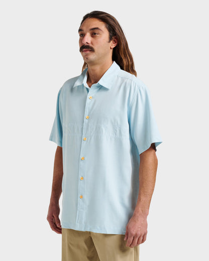 Waterman Tahiti Palms Premium Anti-Wrinkle Shirt - Sterling Blue | Quick SilverValue