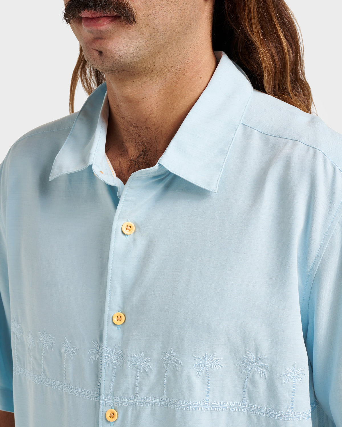 Waterman Tahiti Palms Premium Anti-Wrinkle Shirt - Sterling Blue | Quick SilverValue