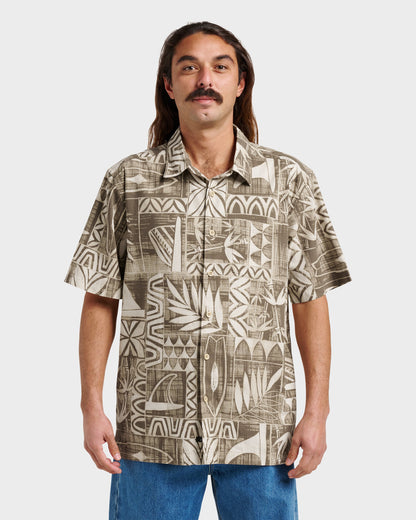 Waterman Talk Story Short Sleeve Shirt - Moonbeam | Quick SilverTrending