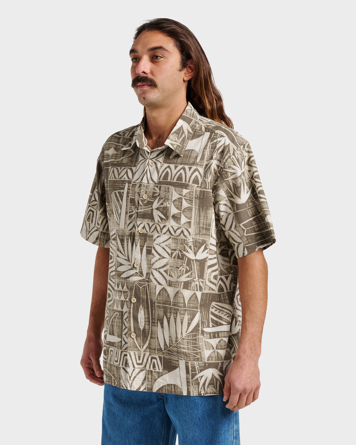 Waterman Talk Story Short Sleeve Shirt - Moonbeam | Quick SilverTrending