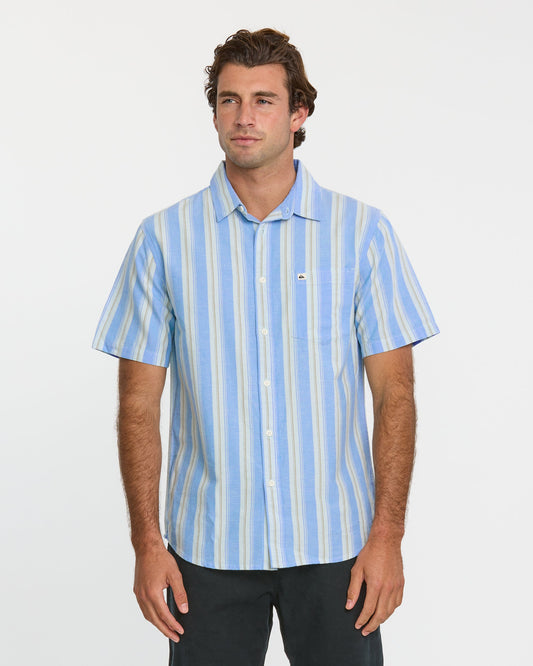 Oxford Stripe Classic Short Sleeve Shirt - Azure | Quick SilverExclusive