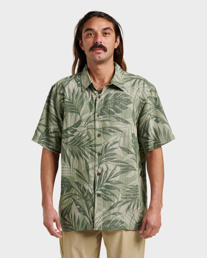 Waterman Botanical Short Sleeve Shirt - Dark Green | Quick SilverValue