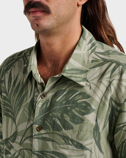 Waterman Botanical Short Sleeve Shirt - Dark Green | Quick SilverValue