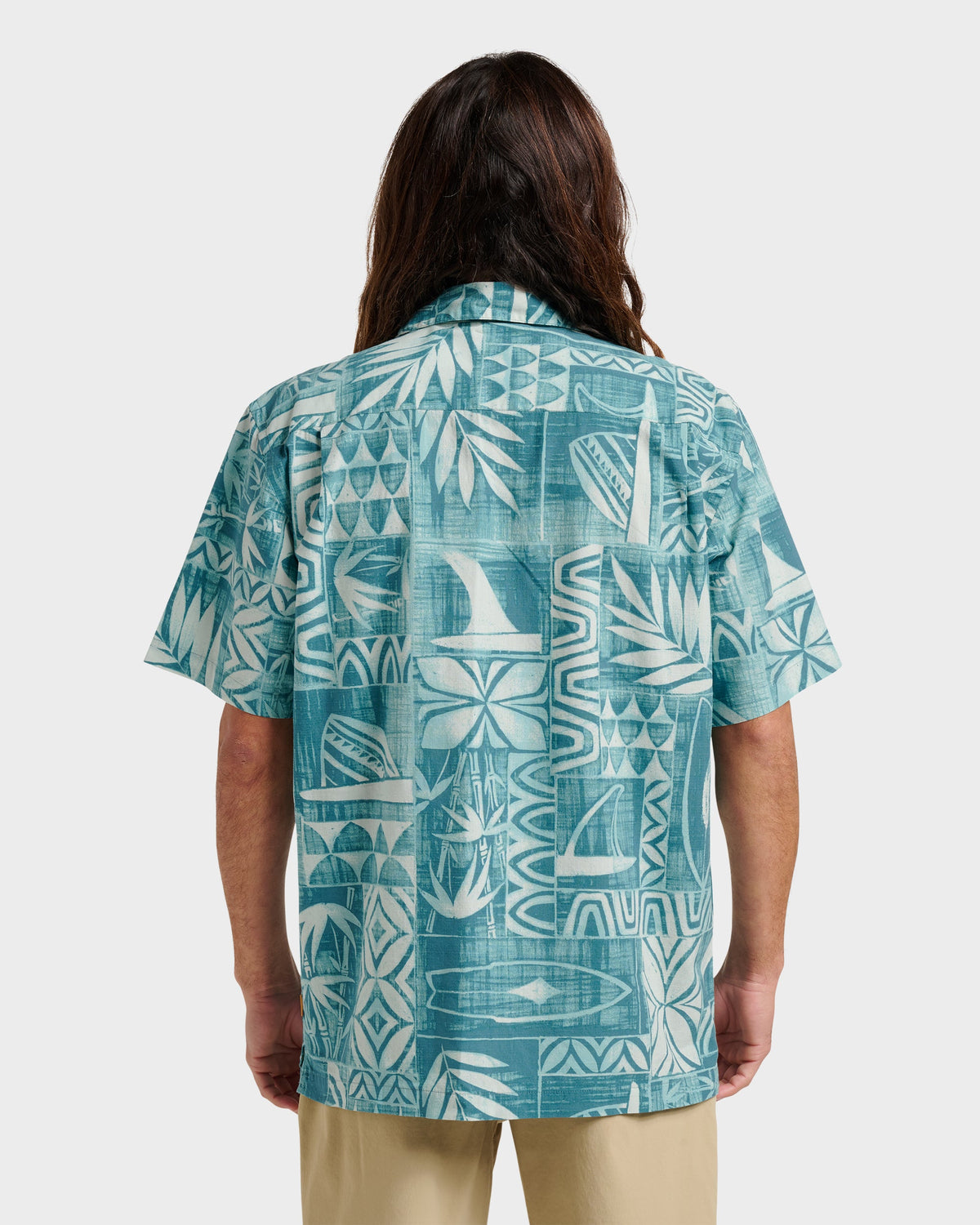 Waterman Talk Story Short Sleeve Shirt - Aqua Sea | Quick SilverDeals