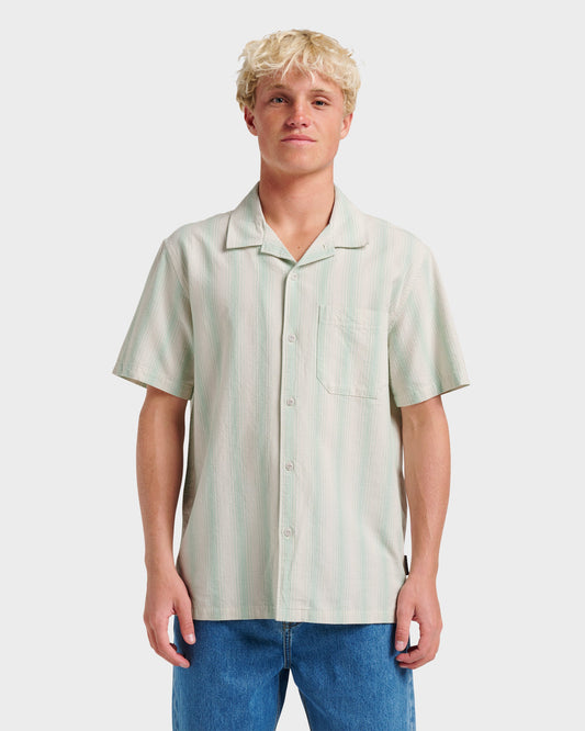 Oxford Stripe Casual Short Sleeve Shirt - Moonstruck | Quick SilverBest Price