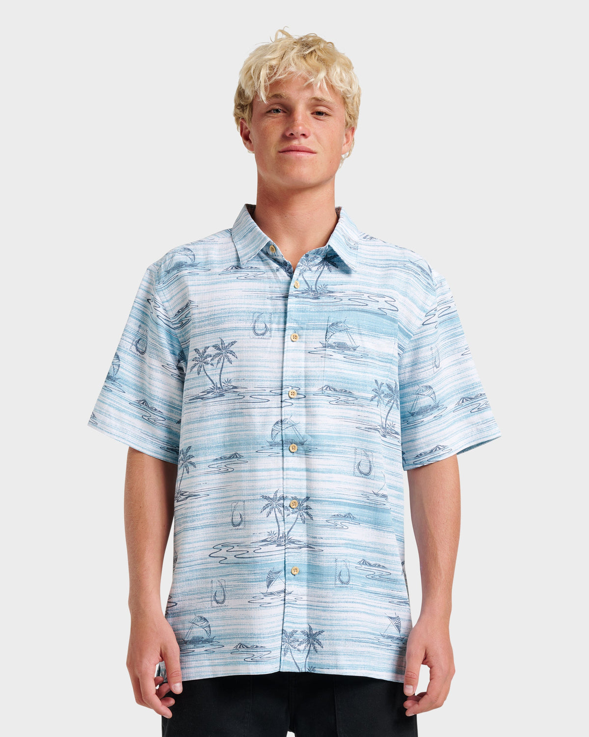 Waterman Island Daze Short Sleeve Shirt - Aqua Sea | Quick SilverExclusive