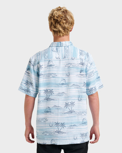 Waterman Island Daze Short Sleeve Shirt - Aqua Sea | Quick SilverExclusive