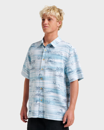 Waterman Island Daze Short Sleeve Shirt - Aqua Sea | Quick SilverExclusive