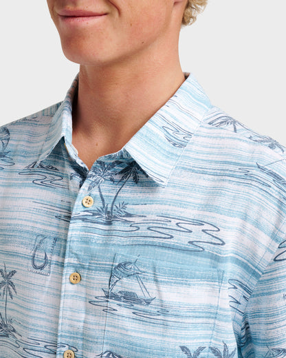Waterman Island Daze Short Sleeve Shirt - Aqua Sea | Quick SilverExclusive